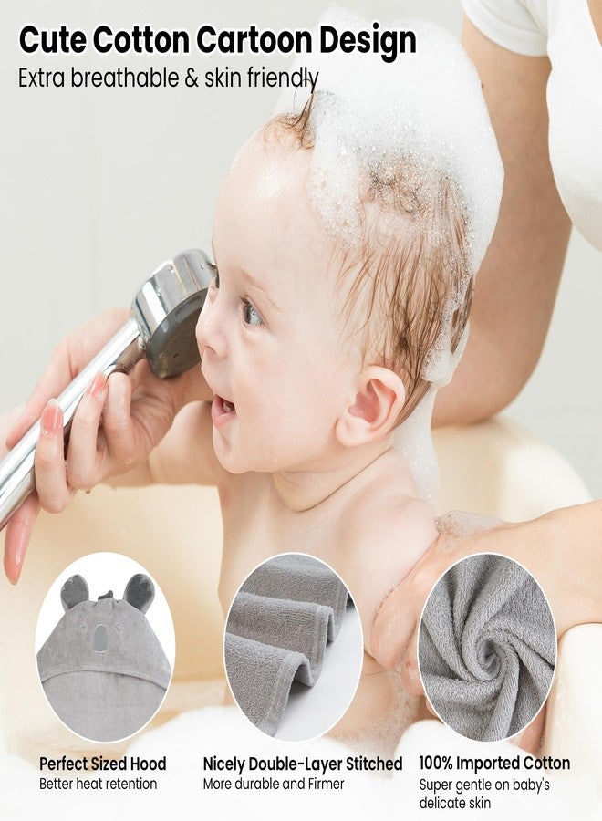 فيفي لاند مناشف أطفال بغطاء رأس من فيفيلاند، عبوة من قطعتين، مناشف استحمام ناعمة للأطفال مصنوعة من القطن بنسبة 100% مع غطاء رأس، سميكة للغاية وذات قدرة امتصاص عالية، ضرورية للأطفال حديثي الولادة والأطفال والرضع - بنين وبنات (فيل أزرق وكوالا) - Image 5